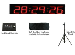 Race Clock, digital display, tripod, carring case, accessorires, gell cell, charger for power